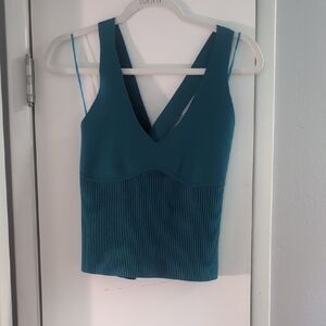 Sincerely Jules Teal V-Neck Ribbed Tank Top NWT